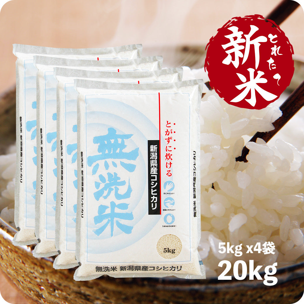 新米 20kg 無洗米新潟産コシヒカリ 令和6年産